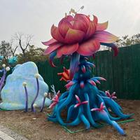 Lanternes de fleurs exotiques de la forêt tropicale, en tissu de soie fait main, avec lumière LED, décorations de festival en plein air pour Halloween et la remise des diplômes