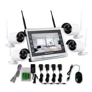 4 Kanalen 5mp Kleur Nachtzicht Bewakingscamera 'S 12Inch Wifi Nvr Monitor Cctv Home Security Camera Systeem Draadloos