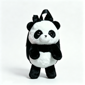 Mochila de Peluche de Leopardo de las Nieves, Diseño Esponjoso en Blanco y Negro con Relleno de Algodón PP, Accesorio Unisex para Halloween - Product Image 1