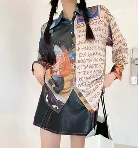 Kaus lengan panjang desain bunga Lapel wanita, kemeja Vintage musim gugur - Product Image 2