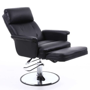 <b>Pink</b> Faux Leather Reclining Barber <b>Chair</b> with Adjustable Footrest and Hydraulic Pump for Salon Furniture - Product Image 3