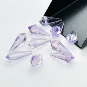 อัญมณีทรงปิรามิดสีชมพูอเมทิสต์ธรรมชาติ100% 20x7มม. อัญมณีแกะสลักแบบหลวมสำหรับทำเครื่องประดับการรักษาด้วยความเงางาม - Product Image 1
