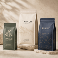 Sachets de café personnalisés avec logo imprimé, qualité alimentaire, 12 oz, scellés sur huit côtés, avec valve et fermeture éclair