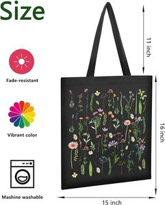 LILA LILA Cotton <b>Canvas</b> Tote Bag Multi-Pocket Vest Design Logo Drawstring Closure Foldable for Gift Giving <b>Plain</b> Shopping Bags - Product Image 2