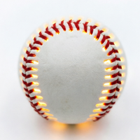 Balle de baseball LED à 8 couleurs changeantes avec logo personnalisé, rechargeable, en cuir véritable, lumineuse, 9 pouces, pour les sports et divertissements nocturnes