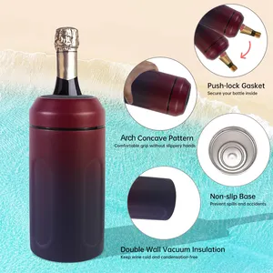 Cadeau pour les amateurs de vin Refroidisseur de vin rapide et portable Bouteille unique en acier inoxydable Refroidisseur de bouteille de vin isolé