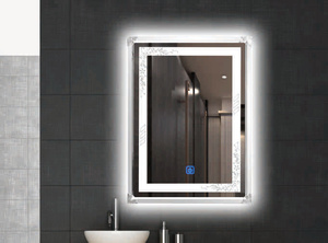 Espejo Rectangular LED para Baño, Marco <span class=keywords><strong>Dorado</strong></span>, Montado en la Pared, Retroiluminado, Regulable al Tacto, Espejo de Vanidad para <span class=keywords><strong>Hotel</strong></span>, Dormitorio, Espejo <span class=keywords><strong>Dorado</strong></span> para Baño - Product Image 3