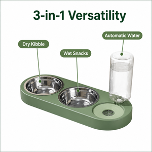 Ensemble de mangeoires pour animaux de compagnie en acier inoxydable avec bouteille d'eau, bol pour nourriture, station d'alimentation pour chiens et chats, utilisation en intérieur - Product Image 2