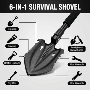 Folding Multifunctional Manganese Steel <b>Camping</b> Shovel Black Ergonomic Grip Outdoor Emergency <b>Tool</b> - Product Image 4
