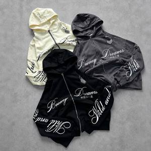 Fabricante de Ropa, Sudadera con Capucha Personalizada para Hombre, Estilo Y2K Grunge, Felpa Francesa, Estampado de Estrella Japonesa con Contorno de Llama, Cierre Completo, Multicolor - Product Image 2
