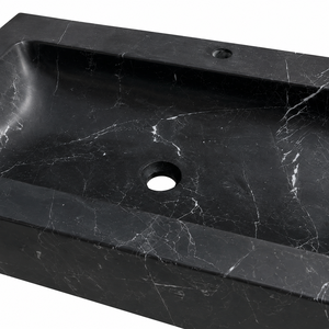 อ่างล้างมือแบบติดผนังหินธรรมชาติหรูหราจาก Poulars Wholesale พร้อมฐานหินอ่อน Nero Marquina - Product Image 2