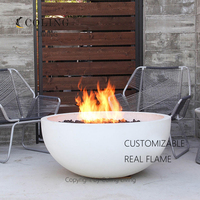 Table de foyer extérieur en béton GFRC de 42'' avec foyer au propane, bol à feu au gaz