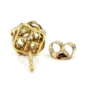 Boucles d'oreilles clous en diamant véritable plaqué or jaune massif 18 carats avec logo personnalisé - Product Image 3