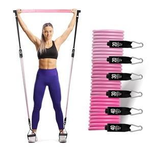 Juego de Barra de Pilates Jinchi con Bandas de Resistencia Ajustables de 20, 30 y 40 Libras para Ejercicios de Piernas, Cintura y Brazos, Equipo de Fitness - Product Image 1