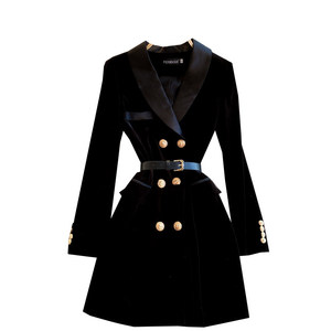 <span class=keywords><strong>Abito</strong></span> da Donna in Velluto Doppiopetto Stile Britannico Elegante Tinta Unita con Colletto a Giacca Nuova Moda Invernale 2026 - Product Image 5
