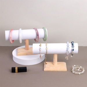 Soporte para pulseras de madera maciza, anillo sólido de una sola capa, exhibidor de terciopelo, accesorio para <span class=keywords><strong>relojes</strong></span> o accesorios de exhibición. - Product Image 2