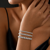 Collier et bracelet tennis en acier inoxydable 316L avec moissanite, plaqué PVD, serti griffes, pour soirée et usage quotidien