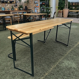 Ensemble table et bancs de pique-nique modernes en bois pour 6 personnes, pliables, sur trois pieds, portables et empilables, pour jardin et extérieur - Product Image 4