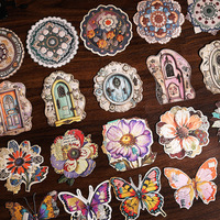 10 Stiker Per Paket Seri Terinspirasi Vintage Stiker Karton Timbul Bertekstur Retro Latar Belakang Jurnal DIY