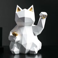 Statue de chat en résine personnalisé OEM, artisanal, fait à la main, Art abstrait, ornement de Maneki Neko, Art