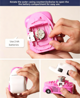 Mini aspirateur de bureau portable et mignon en forme de voiture, à piles, pour nettoyer les éclats de papier, idéal comme cadeau pour enfants et pour l'école