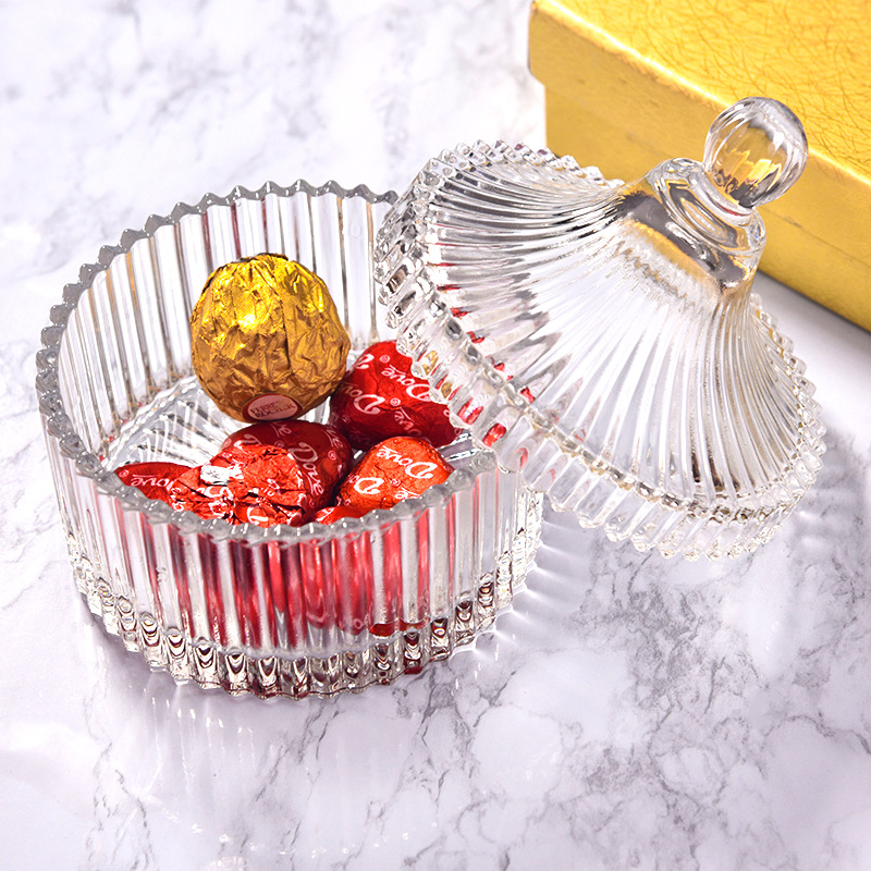 Home decor clear 50~1000ml decorative glass jars and lids glass candy jar