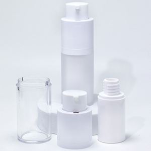 Cosmetic Luxury pp Airless Pump Bottle 15ml 30ml 50ml White Double Wall Airless Serum Bottle With Frosted Refillable Bottle - Product Image 3