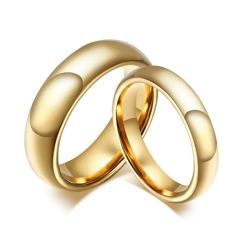 Fashion ins tungsten women wedding rings 18K gold plated finger couple ring girls gift 6MM
