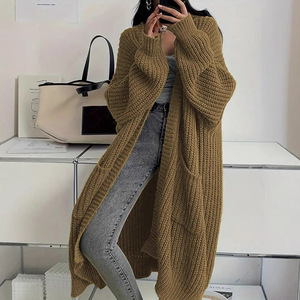 Cardigan Elegante de Tamanho Grande para Mulheres Estilo Coreano Outono Inverno Cardigan Longo de Tricô Grosso - Product Image 3