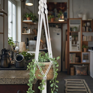 Nouveau support de plante en macramé en jute 100% fait main, design zen asiatique écologique, support de pot de fleurs pour décoration murale - Product Image 3