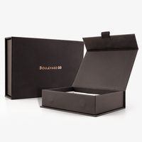 Boîte cadeau pliable de luxe en carton rigide noir mat avec logo personnalisé, grand format, fermeture magnétique, vide