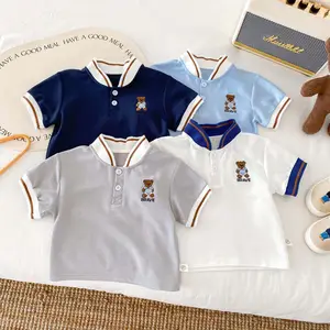 Kinder sommer gedruckt cartoon bär polo-shirt kind v-ausschnitt kurze Ärmel kleidung baby junge tops