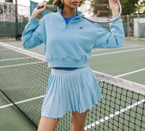 Completo WT personalizzato da donna: <span class=keywords><strong>Felpa</strong></span> con mezza zip e gonna a pieghe, set coordinato top e gonna da tennis - Product Image 3