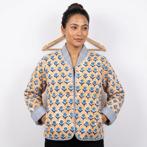 Women's Fashion Floral Quilted Eco-Friendly Breathable Soft Cotton Quick Dry Formal Partywear Jacket <b>Button</b> Closure Cotton - Product Image 1