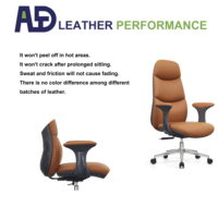 Chaise de bureau exécutive en cuir chromé moderne de qualité supérieure, ergonomique, pivotante, avec accoudoirs réglables en hauteur, idéale pour le bureau à domicile