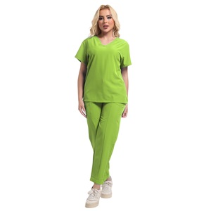 Hzmnoi Women Scrub Set Green V Neck Top Pants Moisture Wicking Hospital Uniforms - Product Image 4