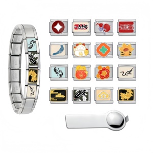 Pulseras de dijes italianas al por mayor, pulsera de dijes italiana personalizada en inglés, pulsera de acero inoxidable, joyería de moda, regalo para hacer joyas - Product Image 1