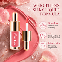 Fard à joues liquide végétalien sans logo, longue tenue, soyeux, hydratant, fini naturel, anti-bavures, haute pigmentation, 18 couleurs