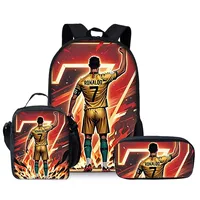 Lot de 3 pièces de dessin animé 3D pour joueur de football, sac à dos de cadeau idéal pour les garçons et les filles, sac à déjeuner, porte-crayon pour les adolescents, ordinateur portable