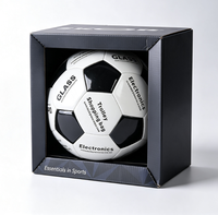 Boîte d'emballage de ballon de football en carton ondulé noir avec logo personnalisé, fenêtre de présentation, emballage cadeau pour le sport, emballage de vente au détail