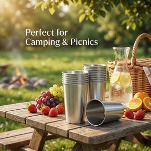 Vente en gros de gobelets empilables en acier inoxydable de 500 ml (16 onces) pour le voyage, le camping et la consommation d'eau - Product Image 5