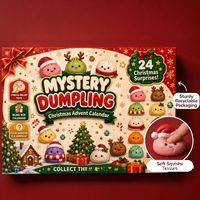 Calendrier de l'Avent Squishy de Noël 24 pièces – Boîte Mystère Anti-Stress avec Figurines Mignonnes en Forme de Ravioli – Cadeau de Fêtes