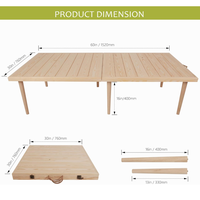 Bureau de camping et de barbecue en bois avec pieds réglables Table de pique-nique pliante naturelle Table Boho extérieure en bois de pin pour la plage