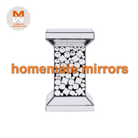Table d'appoint moderne en verre cristal miroir