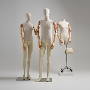 Maniquíes Profesionales <span class=keywords><strong>para</strong></span> Exhibición de <span class=keywords><strong>Ropa</strong></span>, Torso Flexible con Brazos y Manos de Madera <span class=keywords><strong>para</strong></span> Exhibición de Bolsos, Maniquí de Fibra de Vidrio Cubierto de Lino - Product Image 1