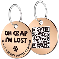 Wowei Logotipo personalizado Metal Acero inoxidable Código QR en blanco Etiquetas para gatos Etiquetas de identificación para perros y Mascotas