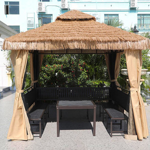 Pabellón de cuatro columnas de estilo del sudeste asiático simulado, dosel de paja Natural, Gazebo, 4m, refugio solar para exteriores, sombrilla para <span class=keywords><strong>Patio</strong></span> - Product Image 6