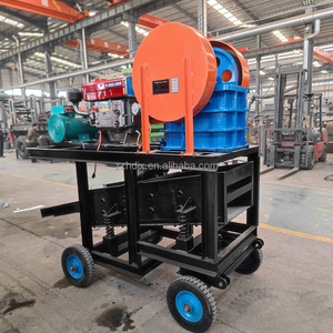 Небольшой портативный дизельный двигатель мобильный камень щековая дробилка машина с вибрационным экраном каменная дробилка - Product Image 5