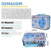 Valise portable en fer blanc au design personnalisé avec loquet, pour kit de maquillage enfant (fard à joues), en PP recyclé, personnalisable, pour cadeau d'anniversaire