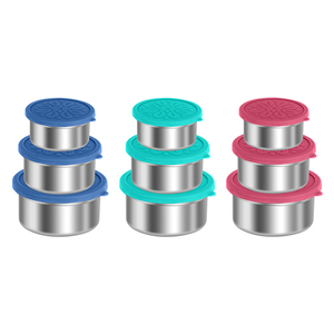 Hộp lưu trữ thực phẩm bằng thép không gỉ 304 có nắp silicon, tủ lạnh gia đình, tủ đông, cắm trại, hộp niêm phong thực phẩm tròn di động. - Product Image 1